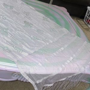 Beautiful lace butterfly scarf with fringe